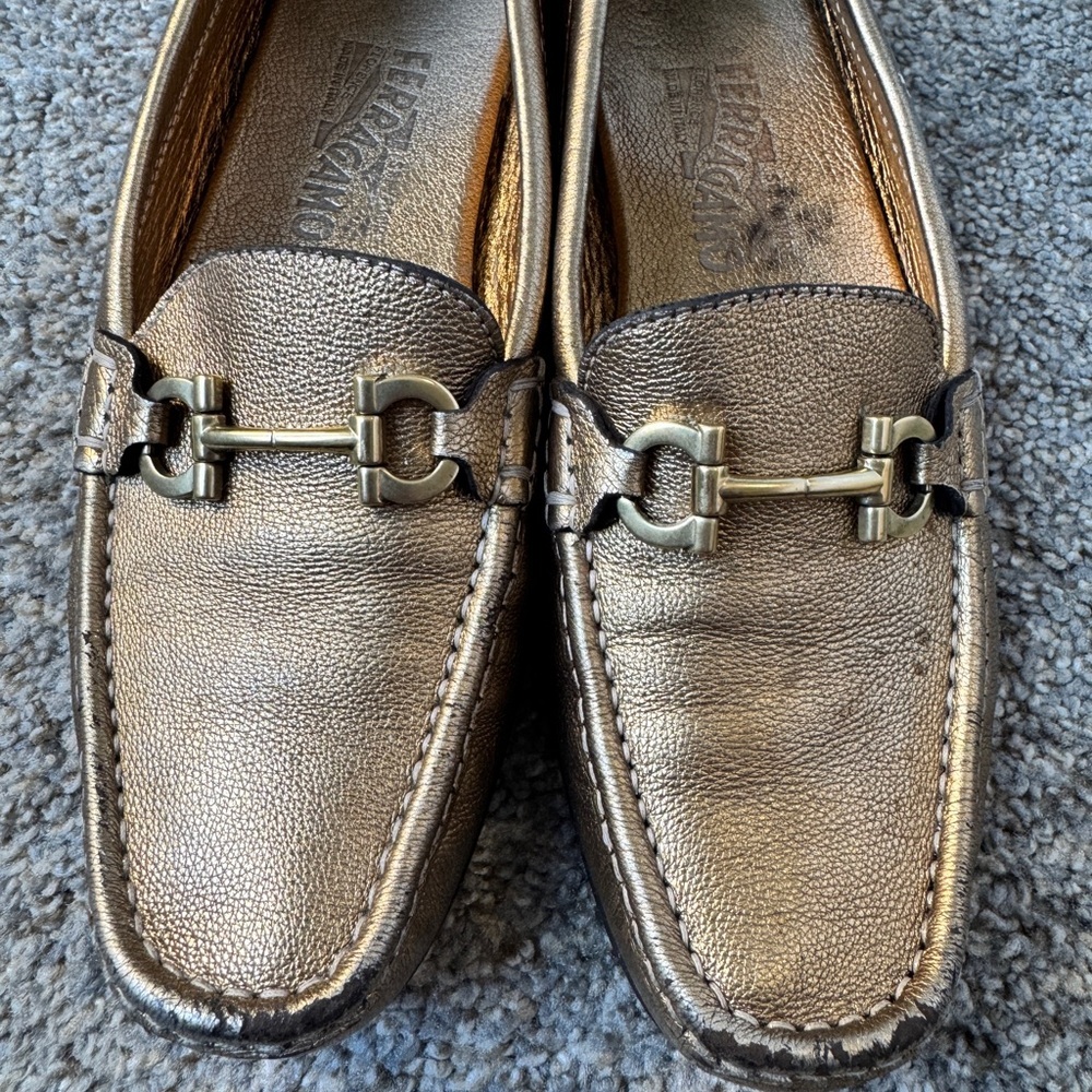 Salvatore Ferragamo Gold Loafers - Picture 5 of 11